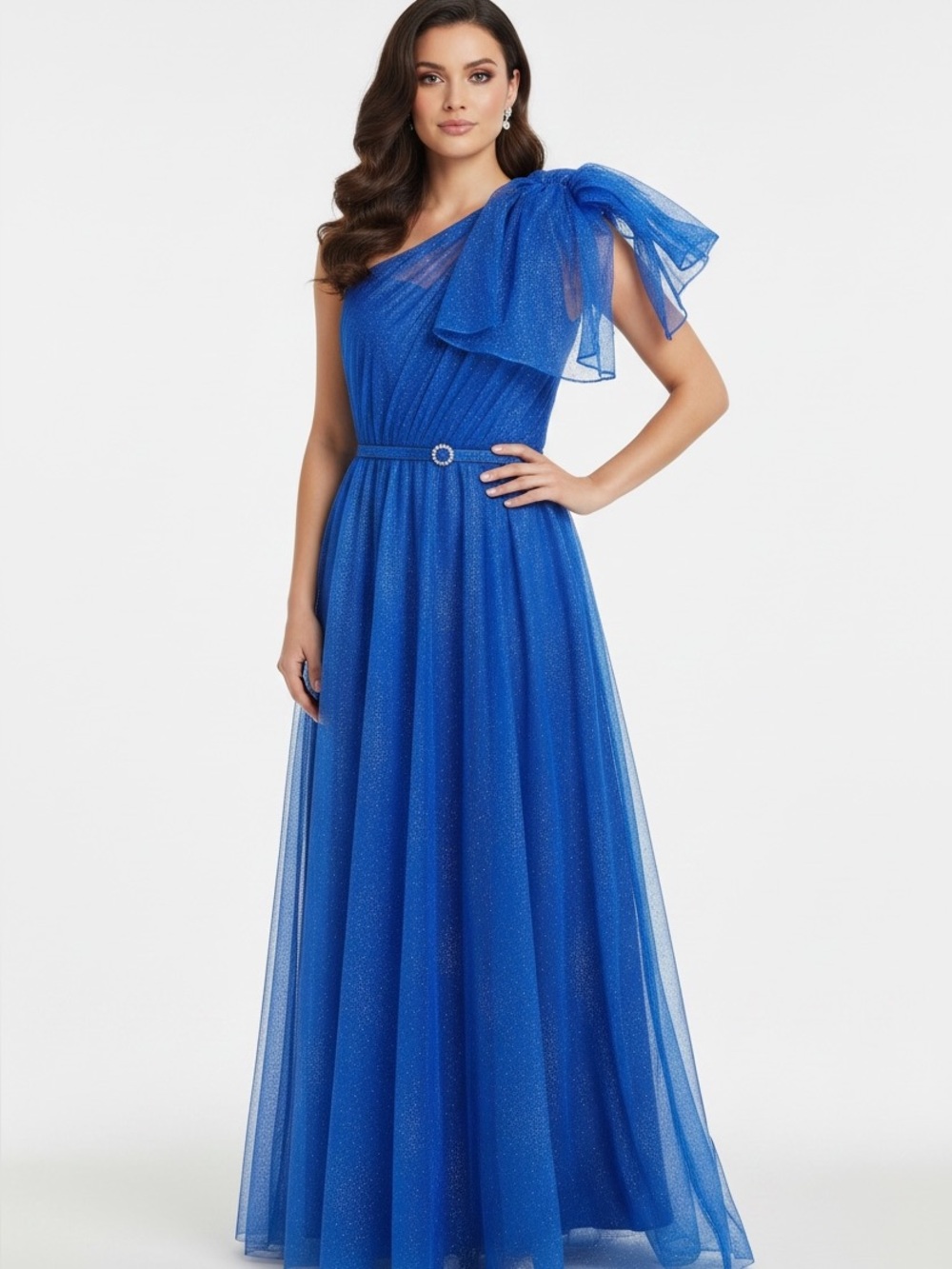 one shoulder Glitter Organza Ball Gown junior SZ 7/8
